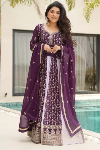 Multi festive wear designer faux blooming georgette zari & sequins embroidered work readymade suit