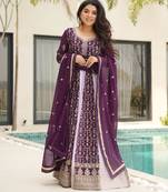 Multi festive wear designer faux blooming georgette zari & sequins embroidered work readymade suit