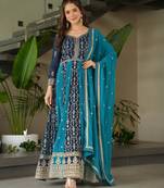 Multi festive wear designer faux blooming georgette zari & sequins embroidered work readymade suit
