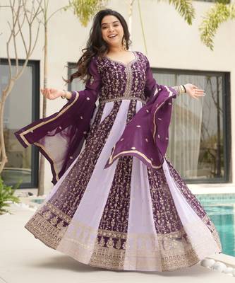 Multi festive wear designer faux blooming georgette zari & sequins embroidered work readymade suit 2
