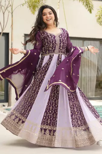 Multi festive wear designer faux blooming georgette zari & sequins embroidered work readymade suit