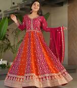 Multi festive wear designer faux blooming georgette zari & sequins embroidered work readymade suit