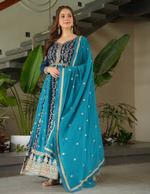 Multi festive wear designer faux blooming georgette zari & sequins embroidered work readymade suit 2