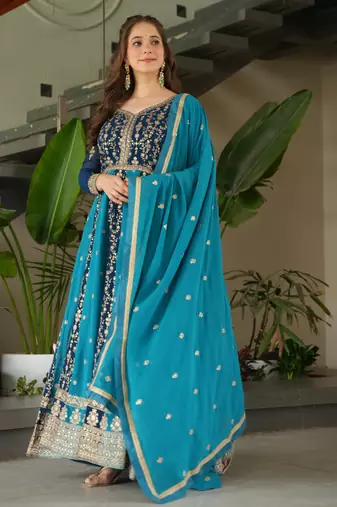 Multi festive wear designer faux blooming georgette zari & sequins embroidered work readymade suit