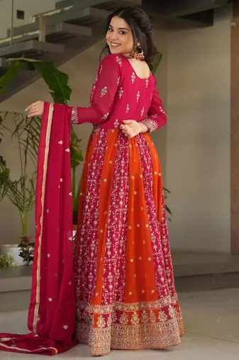 Multi festive wear designer faux blooming georgette zari & sequins embroidered work readymade suit