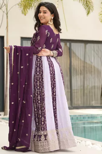Multi festive wear designer faux blooming georgette zari & sequins embroidered work readymade suit