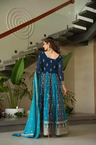 Multi festive wear designer faux blooming georgette zari & sequins embroidered work readymade suit