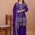 Purple festive wear designer fox georgette readymade suit