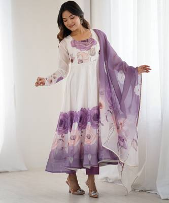 Multi festive wear designer heavy pure soft organza silk  readymade suit 1