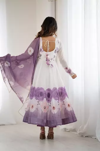 Multi festive wear designer heavy pure soft organza silk  readymade suit