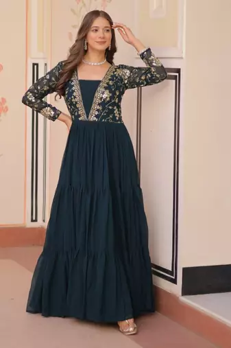 Rama festive wear designer faux blooming georgette sequins & zari embroidered work readymade suit