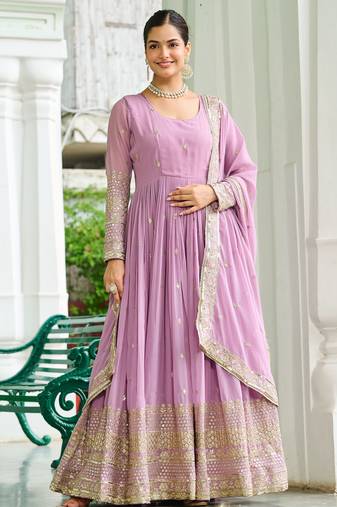 Sky festive wear designer faux georgette embroidered work readymade suit