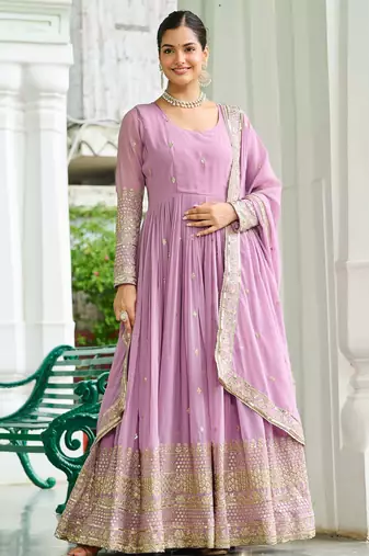 Sky festive wear designer faux georgette embroidered work readymade suit