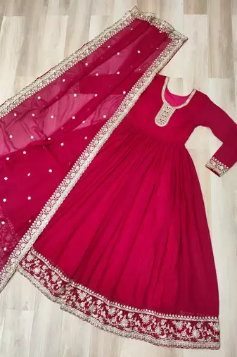 Rani festive wear designer faux blooming georgette zari & sequins embroidered work readymade suit