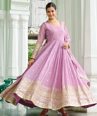 Sky festive wear designer faux georgette embroidered work readymade suit 2