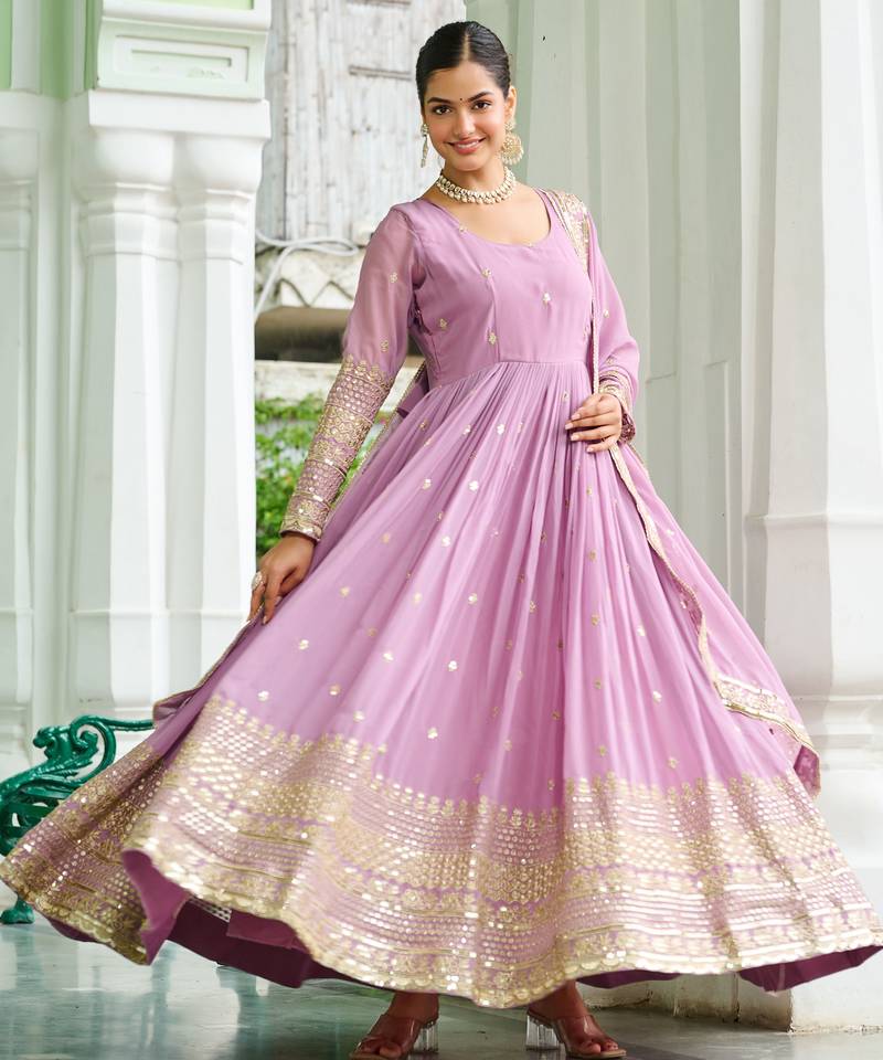 Sky festive wear designer faux georgette embroidered work readymade suit