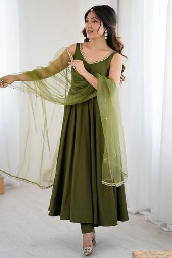 Mehendi festive wear designer heavy pure roman silk  readymade suit