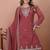 Pink festive wear designer fox georgette coding sequence embroidery work readymade suit