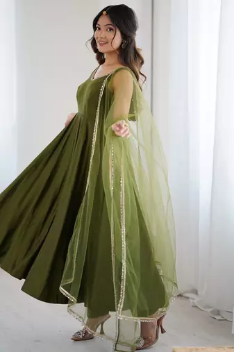 Mehendi festive wear designer heavy pure roman silk  readymade suit