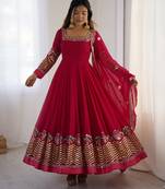 Pink festive wear designer heavy georgette heavy multi thread embroidery sequence work readymade suit