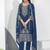 Blue festive wear designer fox georgette sequence embroidery work readymade suit