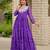 Purple festive wear designer faux georgette embroidery thread work with real mirror work readymade suit