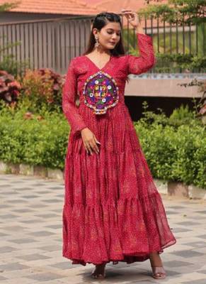 Maroon festive wear designer faux georgette gamathi work with real mirror work readymade suit 1