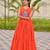 Orange festive wear designer faux georgette embroidery thread work with real mirror work readymade suit