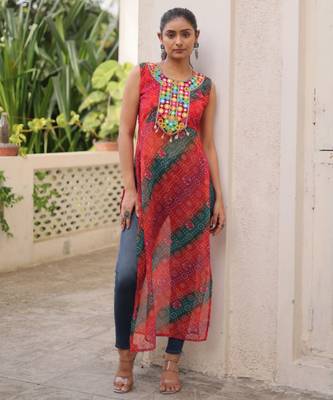 Multi festive wear designer georgette  readymade suit 1