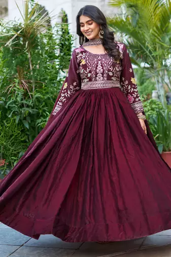 Teal festive wear designer fendy silk heavy cording sequence & thread embroidery work readymade suit