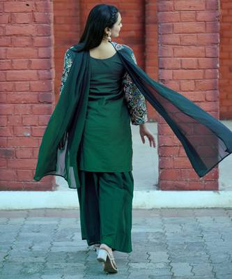 Multi festive wear designer tapeta silk sequence embroidery work and real mirror work  readymade suit 1