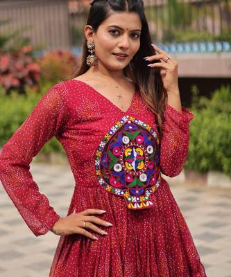Maroon festive wear designer faux georgette gamathi work with real mirror work readymade suit 3