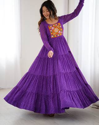 Purple festive wear designer heavy pure soft fox georgette  readymade suit 1