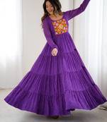 Purple festive wear designer heavy pure soft fox georgette  readymade suit
