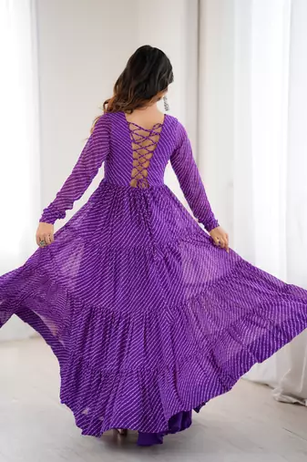Purple festive wear designer heavy pure soft fox georgette  readymade suit