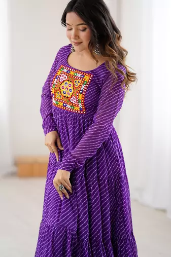 Purple festive wear designer heavy pure soft fox georgette  readymade suit