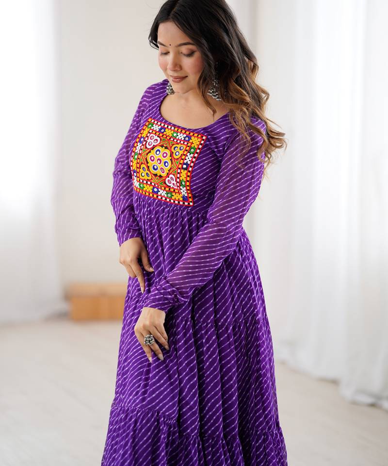 Purple festive wear designer heavy pure soft fox georgette  readymade suit