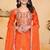 Orange festive wear designer chinon coding sequence embroidery work readymade suit
