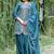 Teal festive wear designer chinon sequence embroidery work readymade suit