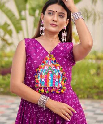 Purple festive wear designer faux georgette embroidery thread work with real mirror work readymade suit 4