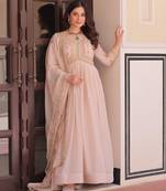 Cream festive wear designer star georgette sequence multi embroidered work readymade suit