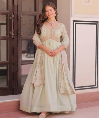 Pista festive wear designer star georgette sequence multi embroidered work readymade suit 2