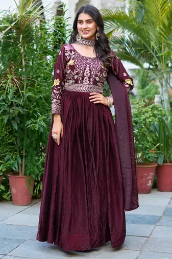 Teal festive wear designer fendy silk heavy cording sequence & thread embroidery work readymade suit