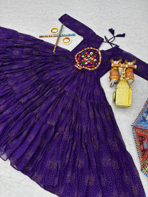 Purple festive wear designer faux georgette gamathi work with real mirror work readymade suit 4
