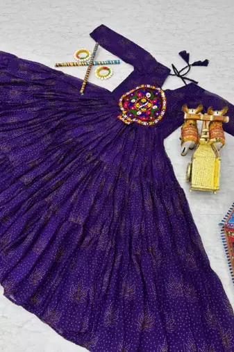 Purple festive wear designer faux georgette gamathi work with real mirror work readymade suit
