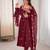 Maroon festive wear designer crunchy silk embroidery sequence work readymade suit