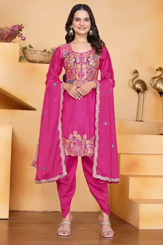 Rani festive wear designer chinon coding sequence embroidery work readymade suit
