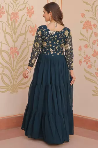 Rama festive wear designer faux blooming georgette sequins & zari embroidered work readymade suit