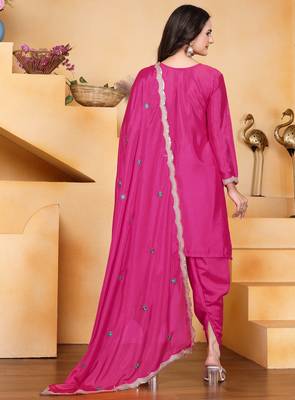 Rani festive wear designer chinon coding sequence embroidery work readymade suit 2