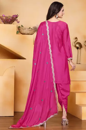 Rani festive wear designer chinon coding sequence embroidery work readymade suit